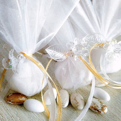 Handmade wedding favors new with crystallized flower and organza tulle