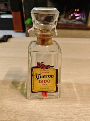 Tequila CUERVO 1800 empty bottle used with cork