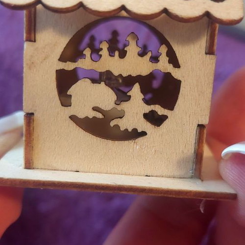Set of 4 Christmas wooden houses with battery lights
