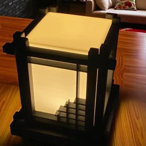 3D Printed Mini Table Lamp Japanese Style with Architectural Design