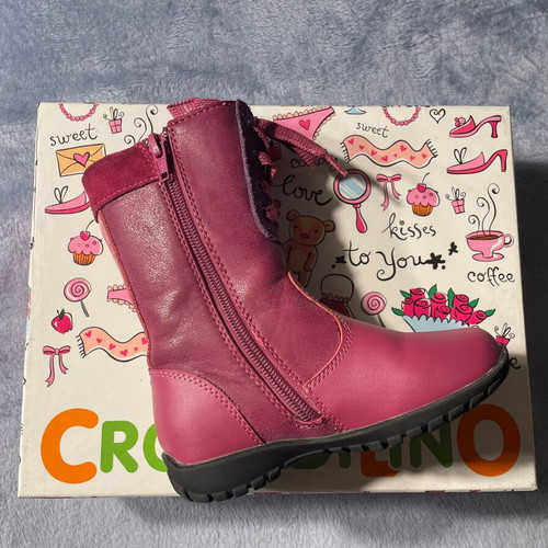 Crocodilino kids leather boots size 26 like new, fuchsia