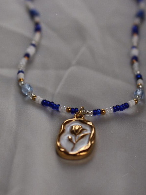 Handmade necklace from stainless steel blue, new
