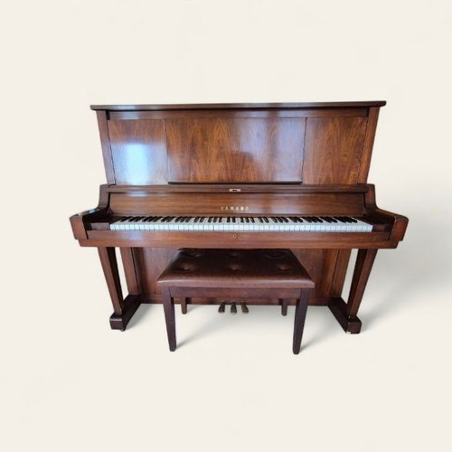 Yamaha W102 Upright Piano used, premium Japanese walnut finish with ottoman stool