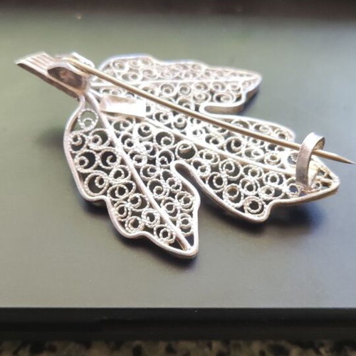 Silver 1000 Grade Handmade Brooch, Leaf Design
