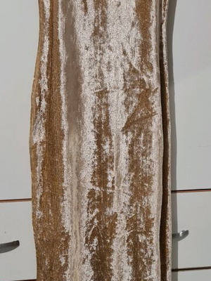 On Line women's dress beige velvet like new S-M
