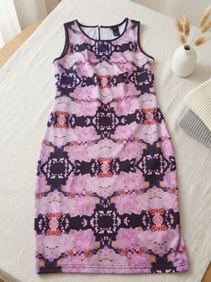 H&M Summer Fitted Dress with Multicolor Pattern, New