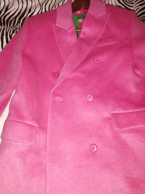 Μάλλινο παλτό Benetton καινούργιο, dusty pink, μέγεθος S