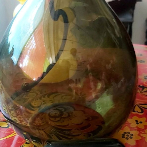 Table lamp made of green transparent thick glass like new