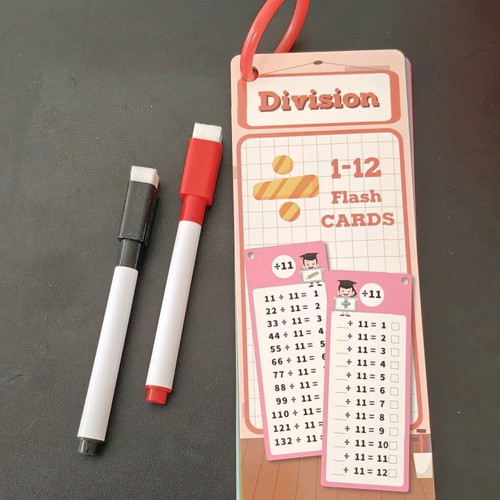 Division Educational Card Set 1–12 with Markers new