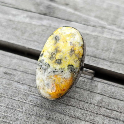 Silver ring with bee jasper new