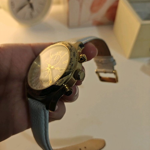 Oxette women's watch used, white leather strap