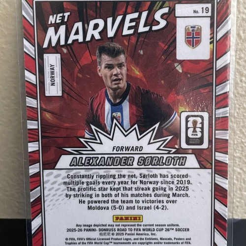 2025-26 Panini Donruss Road to World Cup Insert Alexander Sorloth Net Marvels card like new