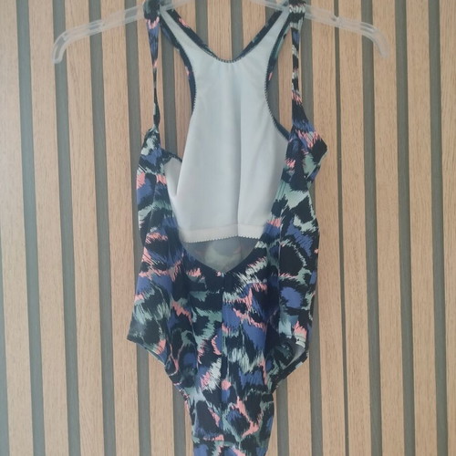One-piece swimsuit with open back and animal print, like new, ASOS