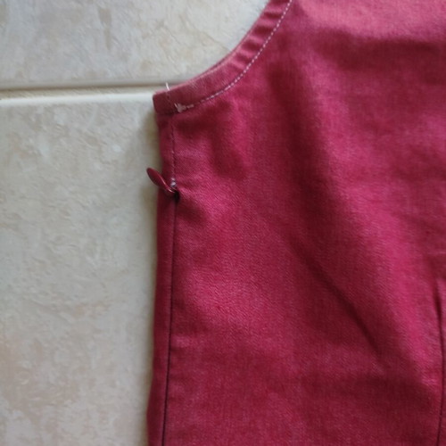 Red denim dress short M/L size like new, elastic fabric