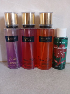 Victoria's Secret body mists and Korres Apple Blossom cologne set