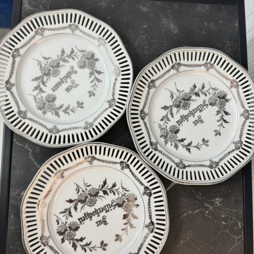 Decorative porcelain plates set used, German, 3 pieces