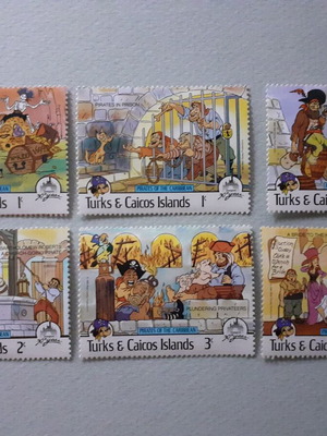 Turks & Caicos Islands Walt Disney Pirates of the Caribbean Stamps Set 6 1985 New