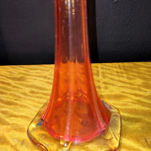 Glass tall narrow red vase 1970 used