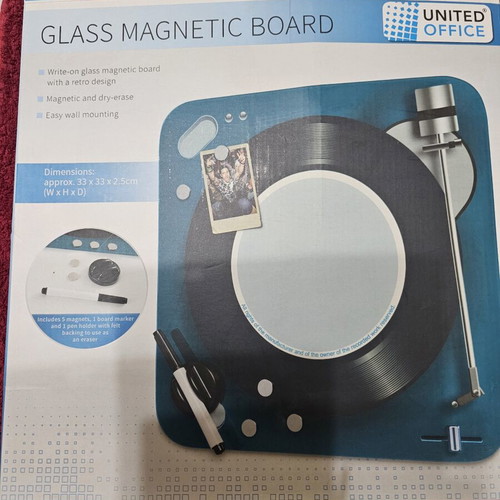 Magnetic Glass Note Surface with Retro Vinyl Design new
