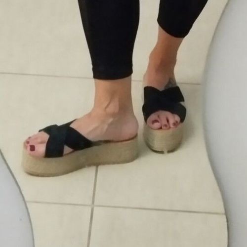 Platform sandals black size 38 used, 5 cm heel height