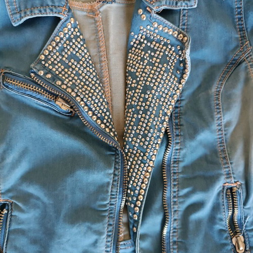 Denim jacket medium with sequins and accessories like new, blue