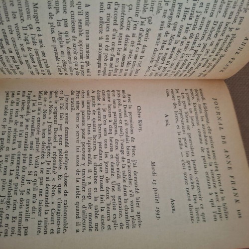 The Diary of Anne Frank French edition used, circa 1958