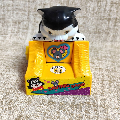 Cheese Saving Bank wind-up new vintage plastic coin bank with box