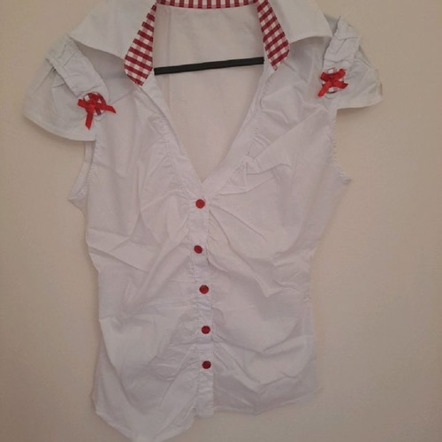White shirt with red bows new, size S