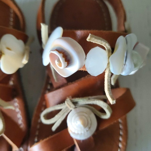 Handmade leather sandals with shells new
