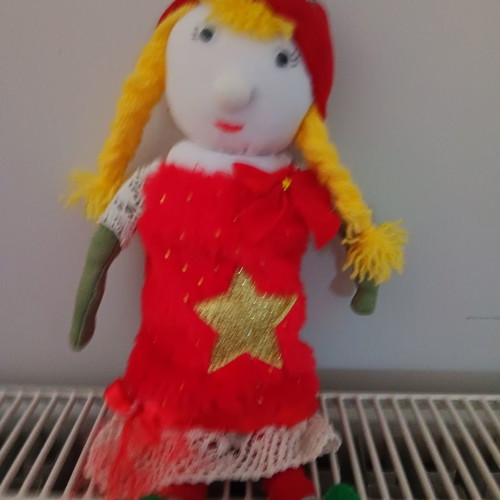Handmade doll used, soft, 13 cm length