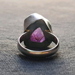Statement Ring with Raw Amethyst Silver 925 New