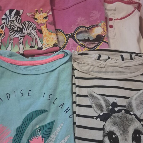 Girls' short-sleeve shirts used, pack of 5, colorful brands