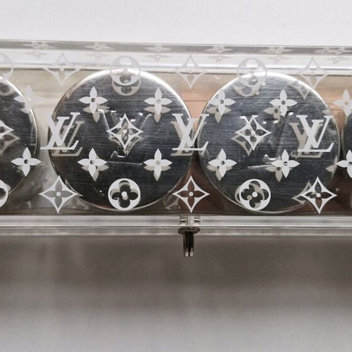 Louis Vuitton Bougies de Voyage plexiglass case and candle set, vintage