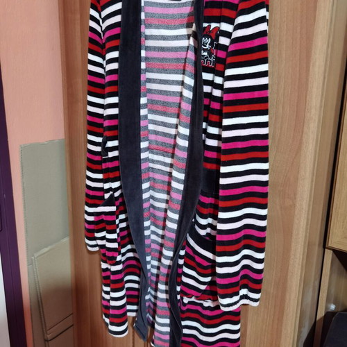 Disney plush striped bathrobe used