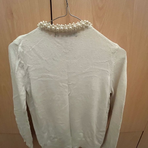 Zara knitted cardigan like new, ecru with pearls, size S