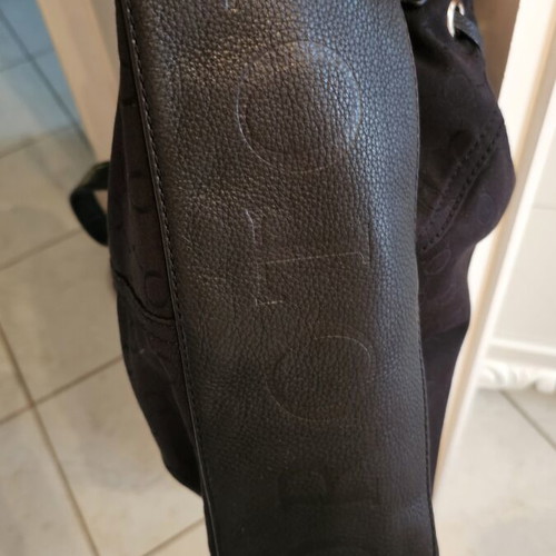 Oroton shoulder bag used, fabric with leather handles black