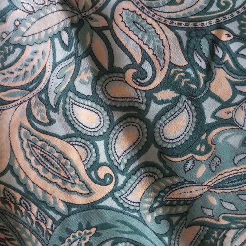 Summer silk dress like new, petrol-green-beige pattern, sizes M-L