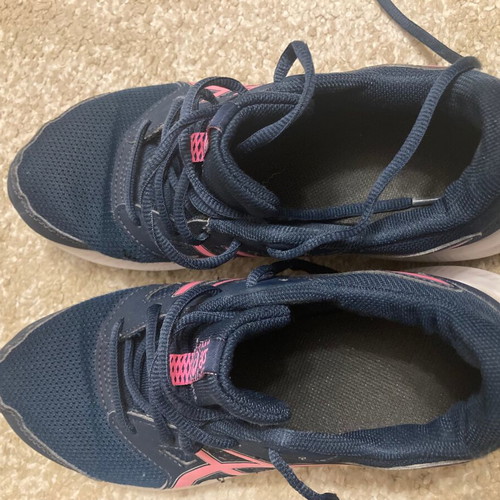 ASICS girls' running shoes used, blue and pink