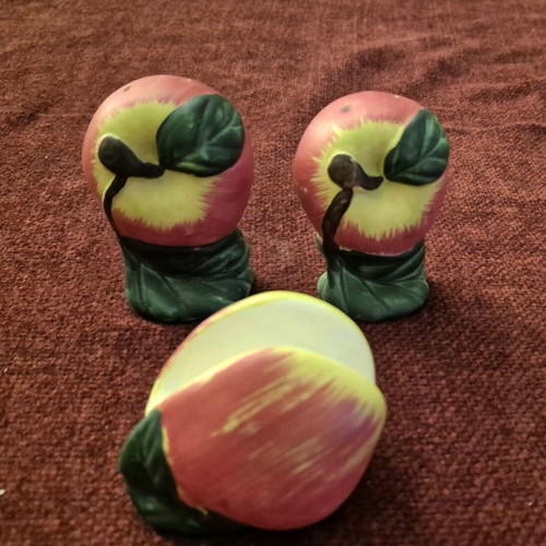 Salt and pepper set with napkin holder like new