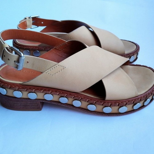 Allsaints Ruse leather cross sandals, light brown, size 39