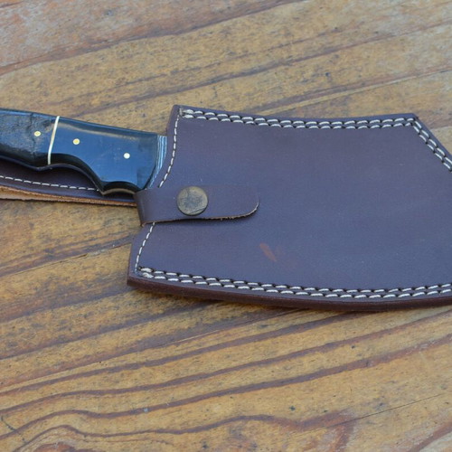 Damascus hand forged kitchen chef cleaver with buffalo horn handle, Eagle Collection 5760