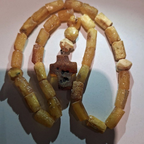 Amber Worry Beads with Cross Handmade New