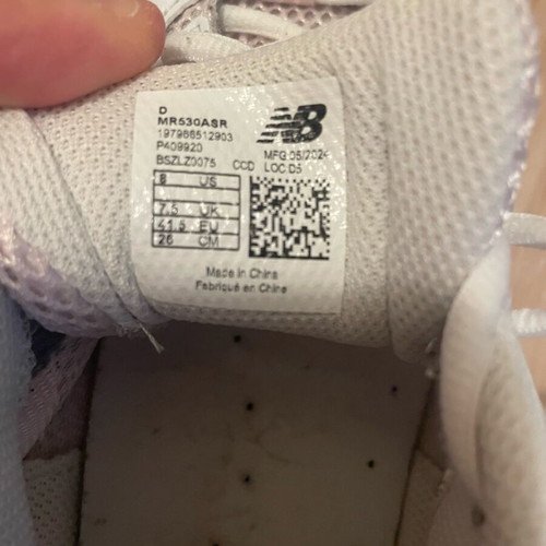 New Balance 530 white silver with vintage pink, like new, 41.5
