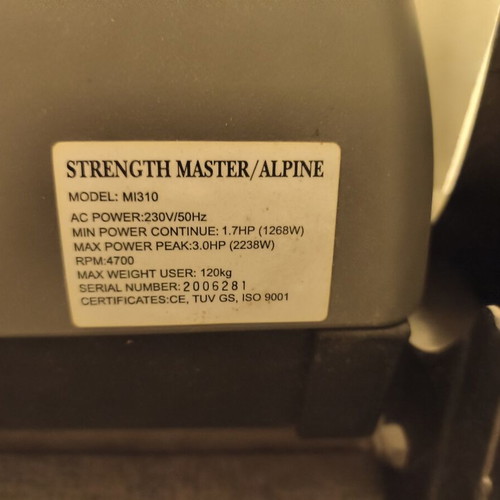 Alpine Strength Master Treadmill like new, model Mi310, 2238W