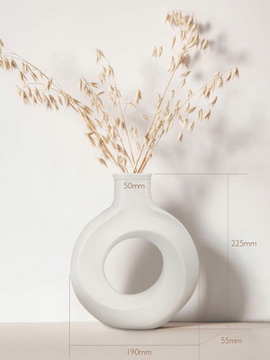 Ceramic white decorative vase modern with hole matte new