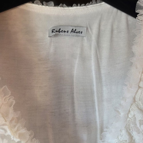 Rubens Alves White Dress like new with Lace and Ruffles, Size M