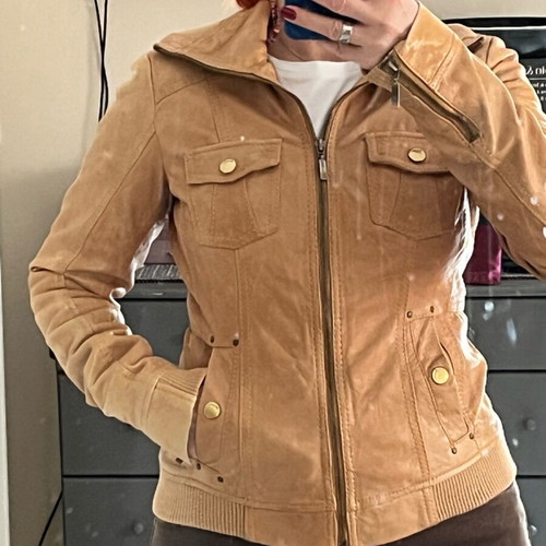 Bershka leather jacket used, brown, size 38/M