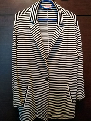 Pink Woman jacket cardigan like new, black and white stripes, L/XL
