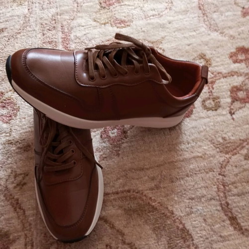 Men's leather tanned brown sneakers new, size 44