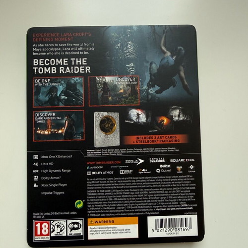 Shadow of the Tomb Raider Limited Steelbook Edition like new for Xbox One